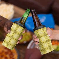 Yellow Hawaiian Quilt 4 in 1 Can Cooler Tumbler Hawaii Pineapple Monstera Palaka Motifs LT14 - Polynesian Pride