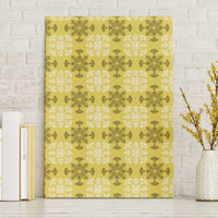 Yellow Hawaiian Quilt Canvas Wall Art Hawaii Pineapple Monstera Palaka Motifs - Polynesian Pride