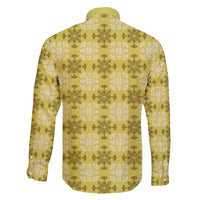 Yellow Hawaiian Quilt Family Matching Off The Shoulder Long Sleeve Dress and Hawaiian Shirt Hawaii Pineapple Monstera Palaka Motifs LT14 - Polynesian Pride