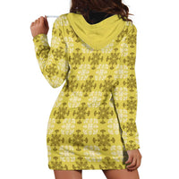 Yellow Hawaiian Quilt Hoodie Dress Hawaii Pineapple Monstera Palaka Motifs LT14 - Polynesian Pride