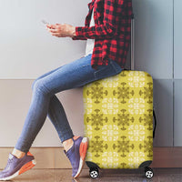 Yellow Hawaiian Quilt Luggage Cover Hawaii Pineapple Monstera Palaka Motifs - Polynesian Pride
