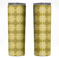 Yellow Hawaiian Quilt Skinny Tumbler Hawaii Pineapple Monstera Palaka Motifs LT14 Yellow - Polynesian Pride