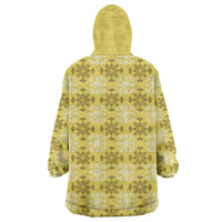Yellow Hawaiian Quilt Wearable Blanket Hoodie Hawaii Pineapple Monstera Palaka Motifs LT14 - Polynesian Pride