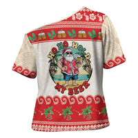 Mele Kalikimaka Hawaii Cross Shoulder Shirt Funny Beer-Loving Santa Hawaiian Tropical LT14 - Polynesian Pride