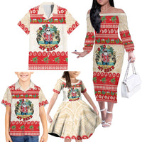 Mele Kalikimaka Hawaii Family Matching Off The Shoulder Long Sleeve Dress and Hawaiian Shirt Funny Beer-Loving Santa Hawaiian Tropical LT14 - Polynesian Pride