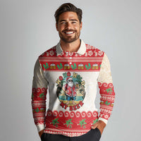 Mele Kalikimaka Hawaii Long Sleeve Polo Shirt Funny Beer-Loving Santa Hawaiian Tropical LT14 - Polynesian Pride