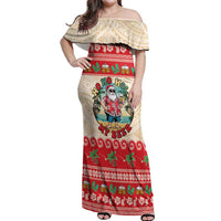 Mele Kalikimaka Hawaii Off Shoulder Maxi Dress Funny Beer-Loving Santa Hawaiian Tropical LT14 Women Red - Polynesian Pride