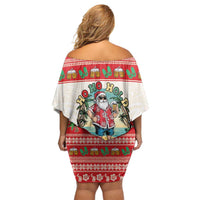 Mele Kalikimaka Hawaii Off Shoulder Short Dress Funny Beer-Loving Santa Hawaiian Tropical LT14 - Polynesian Pride