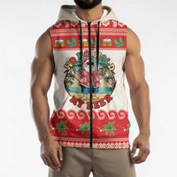 Mele Kalikimaka Hawaii Sleeveless Zip Hoodie Funny Beer-Loving Santa Hawaiian Tropical LT14 - Polynesian Pride