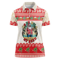 Mele Kalikimaka Hawaii Women Polo Shirt Funny Beer-Loving Santa Hawaiian Tropical LT14 Female Red - Polynesian Pride