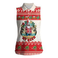 Mele Kalikimaka Hawaii Women Sleeveless Polo Shirt Funny Beer-Loving Santa Hawaiian Tropical LT14 Female Red - Polynesian Pride