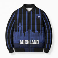 New Zealand Auckland Football Custom Bomber Puffer Jacket Go City of Sails Est 2025 LT14 Unisex Black - Polynesian Pride