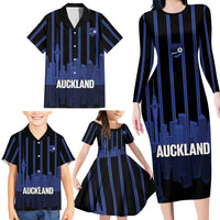 New Zealand Auckland Football Custom Family Matching Long Sleeve Bodycon Dress and Hawaiian Shirt Go City of Sails Est 2025 LT14 - Polynesian Pride