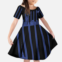 New Zealand Auckland Football Custom Family Matching Tank Maxi Dress and Hawaiian Shirt Go City of Sails Est 2025 LT14 Daughter's Dress Black - Polynesian Pride