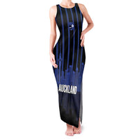 New Zealand Auckland Football Custom Family Matching Tank Maxi Dress and Hawaiian Shirt Go City of Sails Est 2025 LT14 Mom's Dress Black - Polynesian Pride