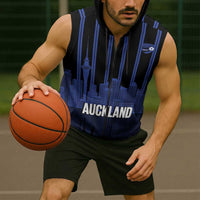 New Zealand Auckland Football Custom Sleeveless Zip Hoodie Go City of Sails Est 2025 LT14 - Polynesian Pride