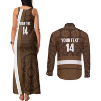 Bula Fiji Football Custom Couples Matching Tank Maxi Dress and Long Sleeve Button Shirt One Vanua One Team Tapa Pattern LT14 - Polynesian Pride