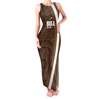 Bula Fiji Football Custom Family Matching Tank Maxi Dress and Hawaiian Shirt One Vanua One Team Tapa Pattern LT14 Mom's Dress Brown - Polynesian Pride