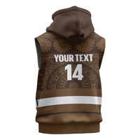 Bula Fiji Football Custom Sleeveless Zip Hoodie One Vanua One Team Tapa Pattern