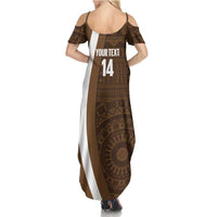 Bula Fiji Football Custom Summer Maxi Dress One Vanua One Team Tapa Pattern