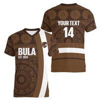 Bula Fiji Football Custom Women V-Neck T-Shirt One Vanua One Team Tapa Pattern LT14 - Polynesian Pride
