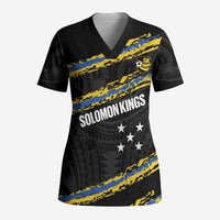 Kings Solomon Islands Football Custom Scrub Top Come On Solomons Polynesian Grunge Style