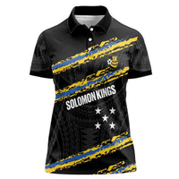Kings Solomon Islands Football Custom Women Polo Shirt Come On Solomons Polynesian Grunge Style