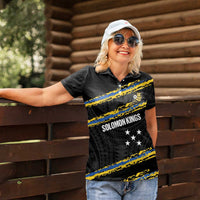 Kings Solomon Islands Football Custom Women Polo Shirt Come On Solomons Polynesian Grunge Style