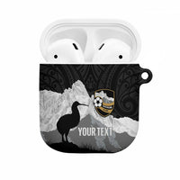 New Zealand South Island Football Custom AirPods Case Aoraki Mount Cook With Kiwi Maori Pattern LT14 Black - Polynesian Pride