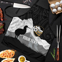New Zealand South Island Football Custom Apron Aoraki Mount Cook With Kiwi Maori Pattern LT14 Black - Polynesian Pride