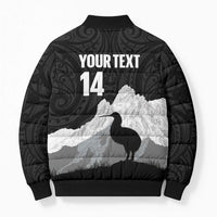 New Zealand South Island Football Custom Bomber Puffer Jacket Aoraki Mount Cook With Kiwi Maori Pattern LT14 - Polynesian Pride