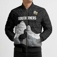 New Zealand South Island Football Custom Bomber Puffer Jacket Aoraki Mount Cook With Kiwi Maori Pattern LT14 - Polynesian Pride