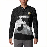 New Zealand South Island Football Custom Button Sweatshirt Aoraki Mount Cook With Kiwi Maori Pattern