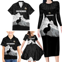 New Zealand South Island Football Custom Family Matching Long Sleeve Bodycon Dress and Hawaiian Shirt Aoraki Mount Cook With Kiwi Maori Pattern LT14 - Polynesian Pride