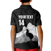 New Zealand South Island Football Custom Kid Polo Shirt Aoraki Mount Cook With Kiwi Maori Pattern LT14 - Polynesian Pride