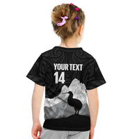 New Zealand South Island Football Custom Kid T Shirt Aoraki Mount Cook With Kiwi Maori Pattern LT14 - Polynesian Pride