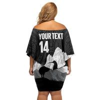 New Zealand South Island Football Custom Off Shoulder Short Dress Aoraki Mount Cook With Kiwi Maori Pattern