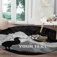 New Zealand South Island Football Custom Round Carpet Aoraki Mount Cook With Kiwi Maori Pattern LT14 - Polynesian Pride