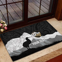 New Zealand South Island Football Custom Rubber Doormat Aoraki Mount Cook With Kiwi Maori Pattern LT14 - Polynesian Pride