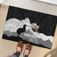 New Zealand South Island Football Custom Rubber Doormat Aoraki Mount Cook With Kiwi Maori Pattern LT14 - Polynesian Pride
