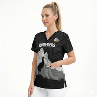 New Zealand South Island Football Custom Scrub Top Aoraki Mount Cook With Kiwi Maori Pattern LT14 - Polynesian Pride