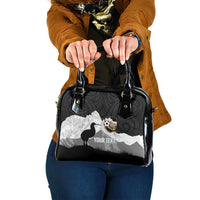 New Zealand South Island Football Custom Shoulder Handbag Aoraki Mount Cook With Kiwi Maori Pattern LT14 One Size Black - Polynesian Pride