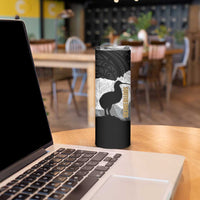 New Zealand South Island Football Custom Skinny Tumbler Aoraki Mount Cook With Kiwi Maori Pattern LT14 - Polynesian Pride