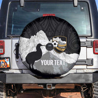 New Zealand South Island Football Custom Spare Tire Cover Aoraki Mount Cook With Kiwi Maori Pattern LT14 Black - Polynesian Pride