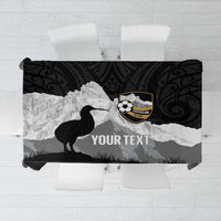 New Zealand South Island Football Custom Tablecloth Aoraki Mount Cook With Kiwi Maori Pattern LT14 Black - Polynesian Pride