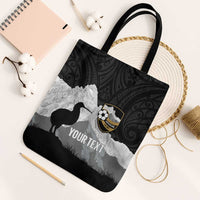 New Zealand South Island Football Custom Tote Bag Aoraki Mount Cook With Kiwi Maori Pattern LT14 Black Strap One Size Black - Polynesian Pride