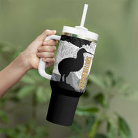 New Zealand South Island Football Custom Tumbler With Handle Aoraki Mount Cook With Kiwi Maori Pattern LT14 - Polynesian Pride