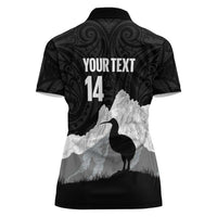 New Zealand South Island Football Custom Women Polo Shirt Aoraki Mount Cook With Kiwi Maori Pattern LT14 - Polynesian Pride