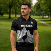 New Zealand South Island Football Custom Zipper Polo Shirt Aoraki Mount Cook With Kiwi Maori Pattern LT14 - Polynesian Pride