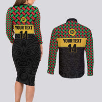 Vanuatu Football Custom Couples Matching Long Sleeve Bodycon Dress and Long Sleeve Button Shirt Go Chiefs Basket-weave Pattern LT14 - Polynesian Pride